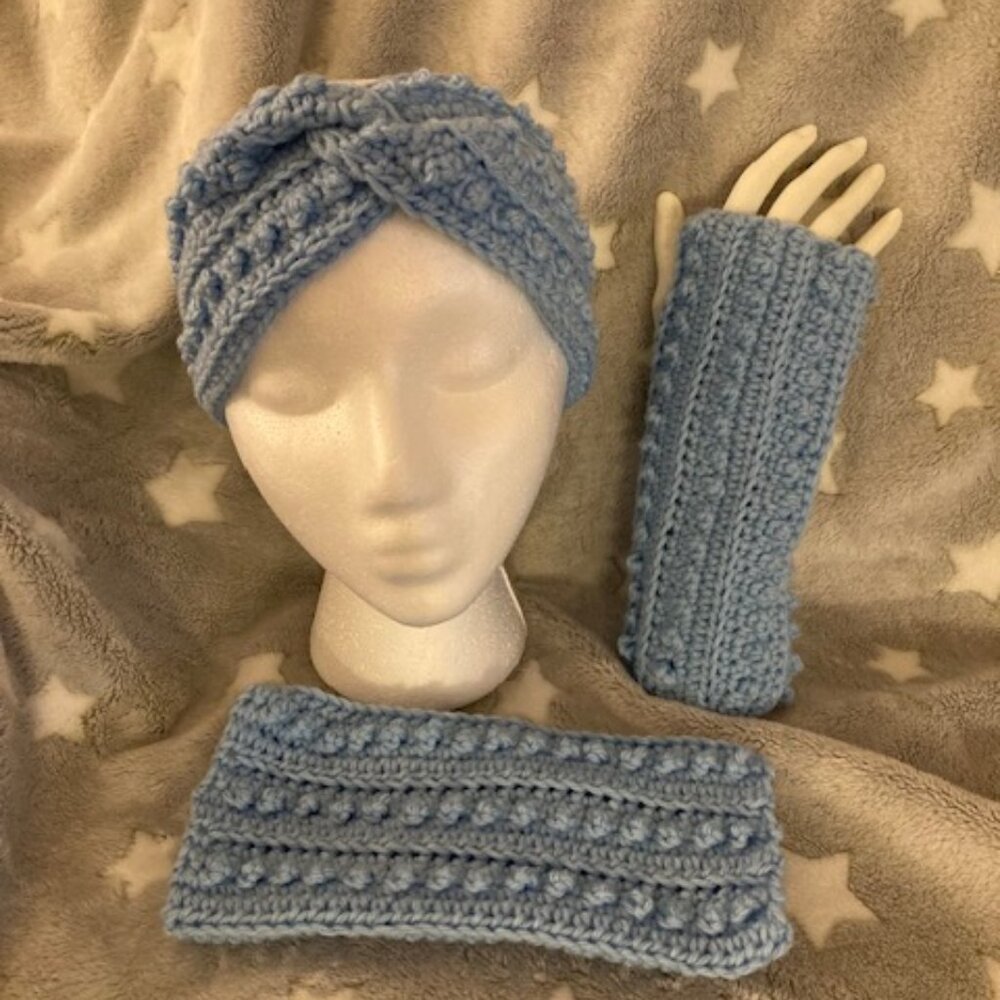 Handmade Crochet Ear Warmers/Head Band & Fingerless gloves